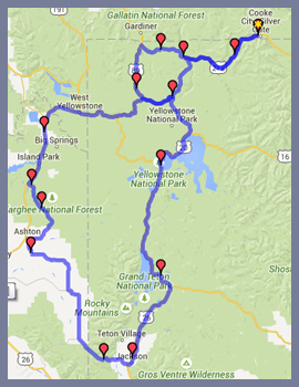 Yellowstone Grand Loop Map Scenic Driving Routes - Usa - Yellowstone National Park - Grand Teton Loop